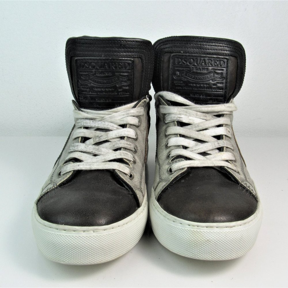 DSQUARED2 Men's Sneakers Factory Distressed White / Gray / Brown Leather Size 42